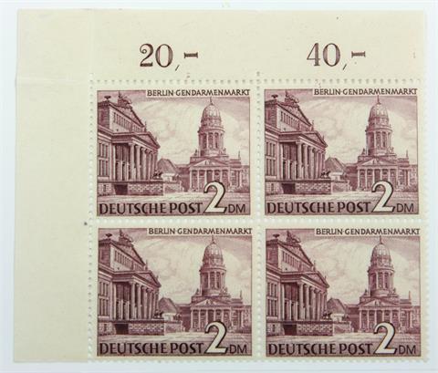 Brfm. Berlin - 1949, Freimarken, 2 DM, 4er Block, 58**, pstfr., Mi.: 320 Euro,