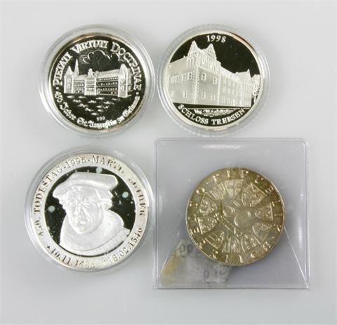 Konvolut Silbermünzen/-medaillen - 4 Stück,