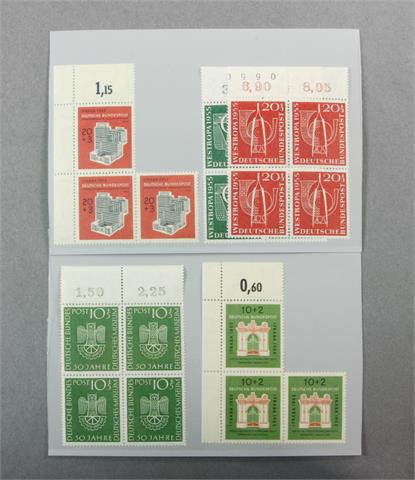 Brfm. Bund - 1953/55, Konvolut pstfr. Marken in Einheiten, KW.: ca. 330 Euro