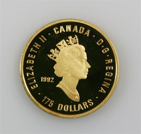 Kanada - 175 Dollars 1992, 100 Jahre IOC, 16,98 Gr. rauh, .917er Gold, proof.