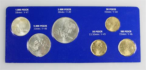 Argentinien - KMS 1977, 20 Ps bis 3.000 Ps., ca. 45 gr. Ag fein.