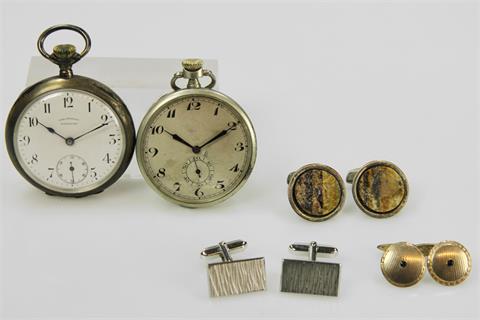 Konvolut: Eine Taschenuhr OMEGA, Silber 800 (auch SD). Eine Taschenuhr,