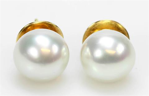 Ohrstecker (Paar) mit je einer Südsee- Perle, ca. 13,5 mm.