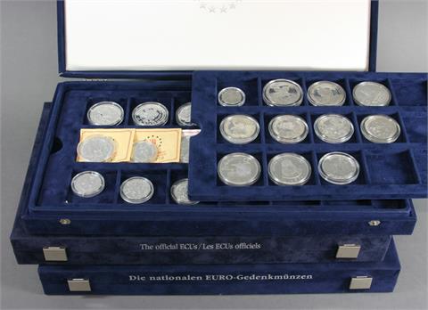 ECU / EURO - Sammlung von fast 130 Stück, meist Silber,