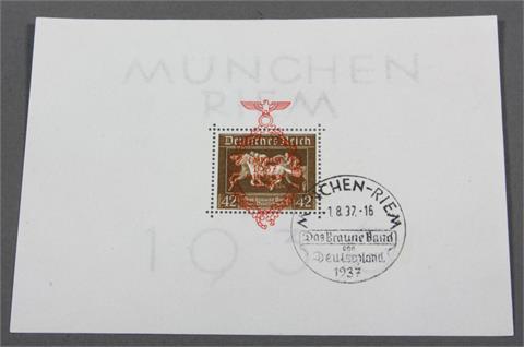 Brfm. Dt. Reich - 1937, Blockausgabe Galopprennen m. Bdr. Aufdruck, SST, 130 M€,