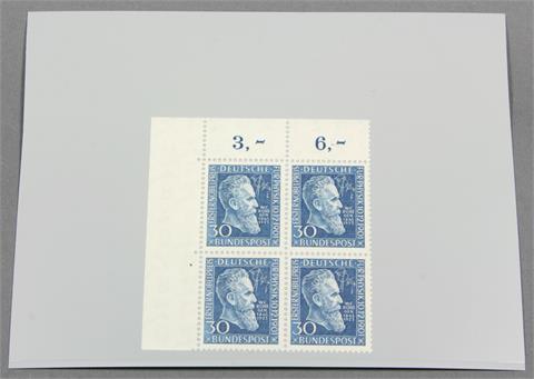 Brfm. Bund - 1951, Röntgen im Viererblock, Bogenecke, pstfr. (Mi. Nrn 147), 340 M€