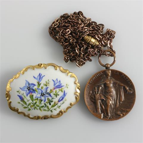 Konvolut - Medaille/Anhänger (Bronze) 'NET FORTI CONFIDA LA PATRIA.../1894',