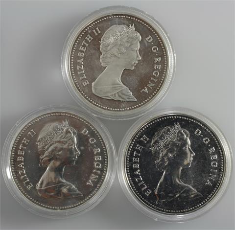 Kanada - 3 x 1 Dollar, 1979 (2x), 1982, prfr.