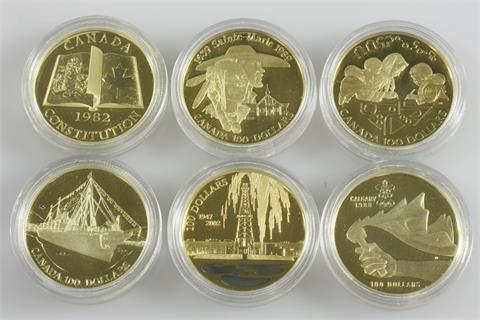 Kanada - Konvolut aus 6 x 100 Dollars GOLD