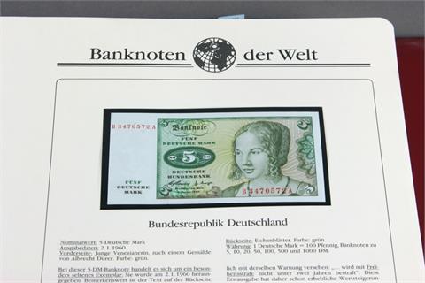 Banknoten Alle Welt - Sammlung von über 160 kassenfrischen Scheinen in 3 Vordruckalben,