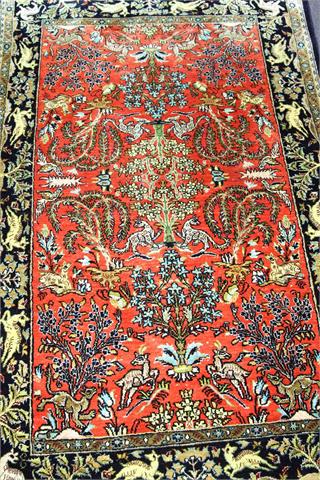 Orientteppich aus Kashmirseide, 20. Jh., 135x82