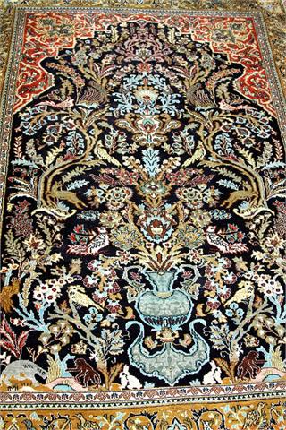 Orientteppich aus Kashmirseide, 20. Jh., 160x110