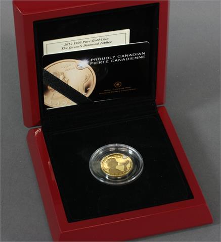 Kanada - 300 Dollars 2012, Gold, mit VS2 Brilliant (0,11 ct, Zertifikat), color 'G'