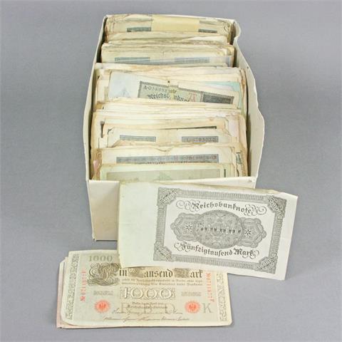 Banknoten - 1908/23 (ca.) gut befüllter Schuhkarton, Fundgrube,