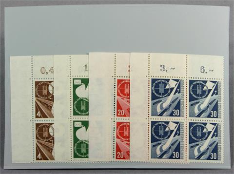 Brfm. Bund - 1953, Verkehrsausstellung, pstfr, Eckrand-Viererblöcke,, KW: 320 Euro,