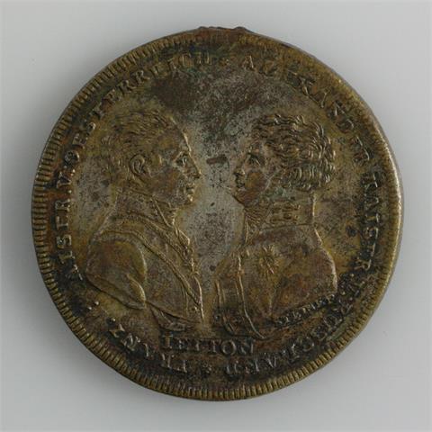 Völkerschlacht / Befreiungskriege - Medaille Leipzig 1815, Kaiser Franz v. Österr. u. Alexander Kaiser v. Russland, ss/Reste