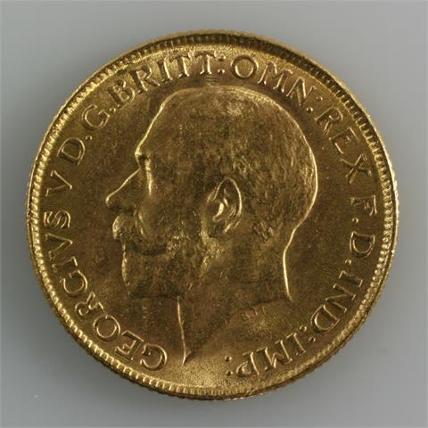 Großbritannien - Sovereign 1918, Münzzeichen I für Indien,