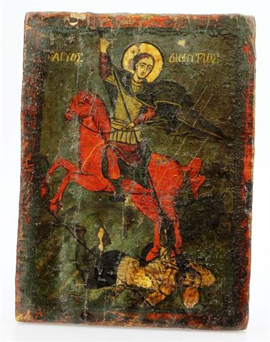 Ikone des Heiligen Demetrios von Thessaloniki, GRIECHENLAND, 19. Jh.