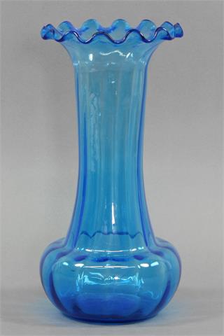 Vase, blaues Glas, deutsch wohl um 1900