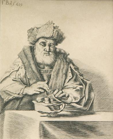 Bärtiger Mann, nach Ferdinand Bol (1616 - 1680), Kupferstich wohl 19. Jhd.