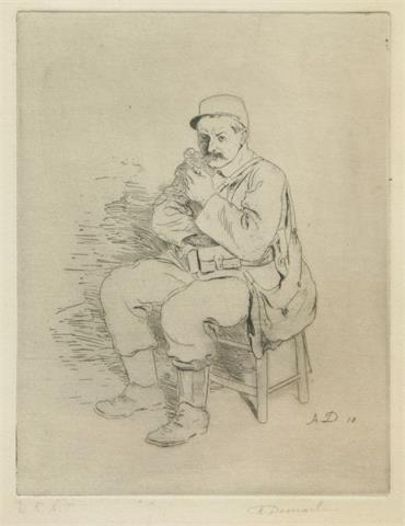 DEMARLE, ALEXIS (1872 - ?), rauchender Soldat.