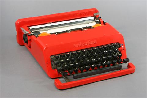 OLIVETTI, Reise-Schreibmaschine Valentine, rotes tragbares Plastikgehäuse.