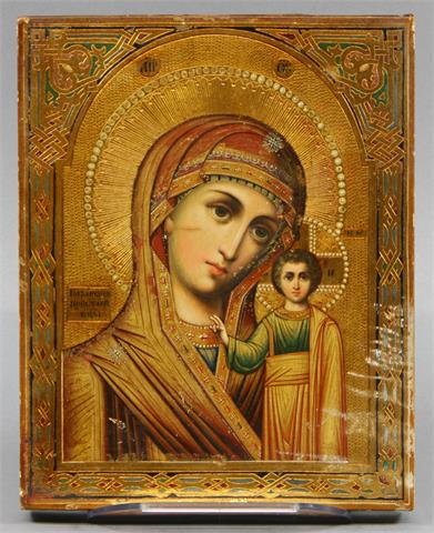 Ikone, Mutter Gottes mit Jesuskind, wohl Russland Ende 19. Jh.