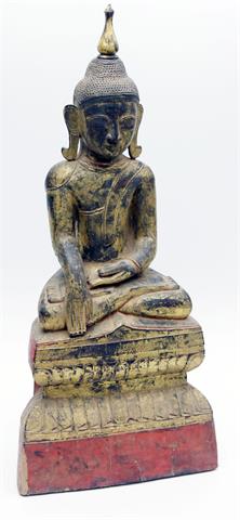 Buddha Sakyamuni aus Holz, BURMA, 1. Hälfte 20. Jh.