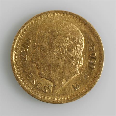 Mexiko - 10 Ps. 1906, Mzst. Mexico City, ca. 7,48 gr. GOLD
