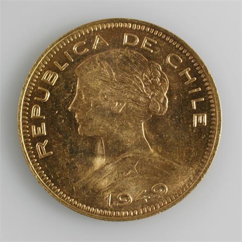 Chile - 100 Ps. 1949, Mzst. Santiago, 18,30 gr. GOLD fein,