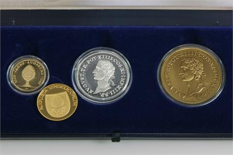Augsburg / GOLD - 2 moderne Medaillen, 10 gr. rau, .986 + 5,83 gr. rau, .900,