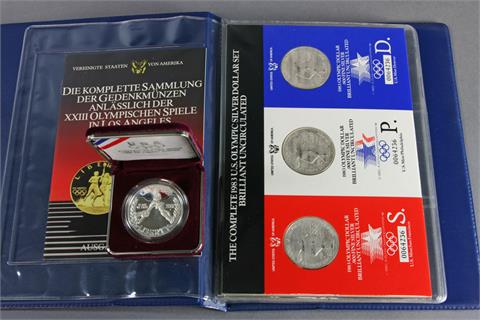USA - L.A. 1984, 7 x Olympic Dollar 1983, dazu 1988 Olympic Silver proof Dollar