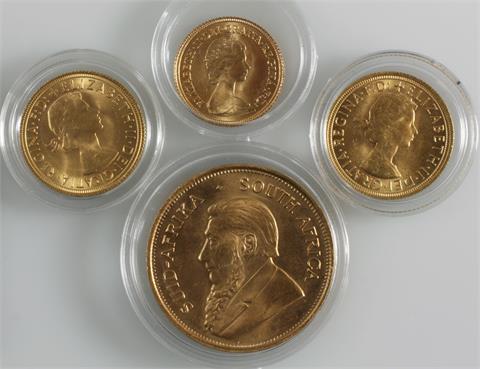 GOLD - Konvolut Anlagegold: Krügerrand 1976, 2 x 1 GBP Souvereign 1967/68, 1/2 GBP Souvereign,