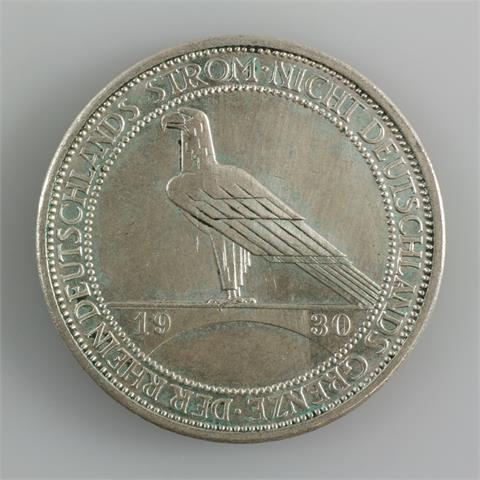Weimarer Rep. - 3 RM 1930/F, Rheinlandräumung,