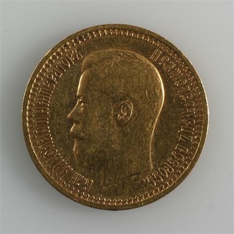 Russland - 7.50 Rubel Nikolaus II 1897r, 6,44 gr. GOLD,