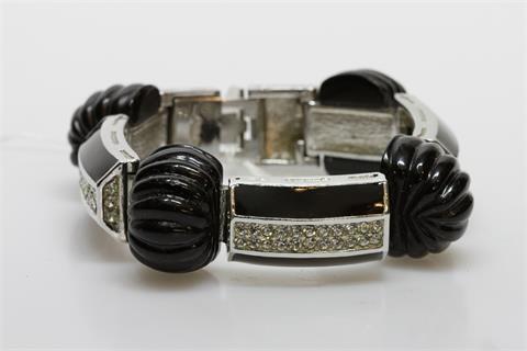CHRISTIAN DIOR Armband mit schwarzem u. farblosem Steinbesatz.