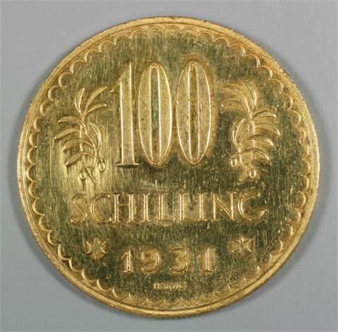 Österreich - 100 Schillinge 1931, I. Rep., 23,51 gr. GOLD,