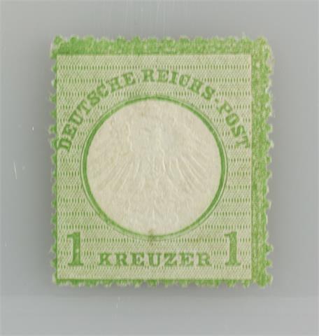 Brfm. Dt. Reich - 1872, BRUSTSCHILD, 1 Kreuzer kleiner Schild, Originalgummi, gefalzt, ATTEST Krug BPP,
