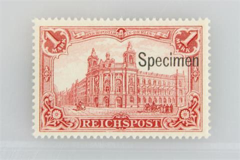 Brfm. Dt. Reich - 1900, 1 Mk. dkl.karminrot, Aufdruck "SPECIMEN", pstfr.