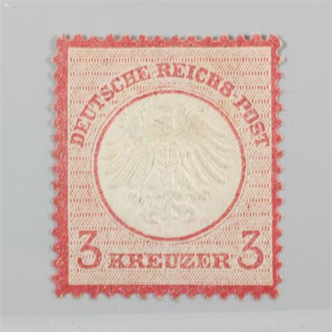 Brfm. Dt. Reich 1872, 3 Kr. kl. Brustschild, Originagummi, gefalzt, KW.: 2.400 Euro,