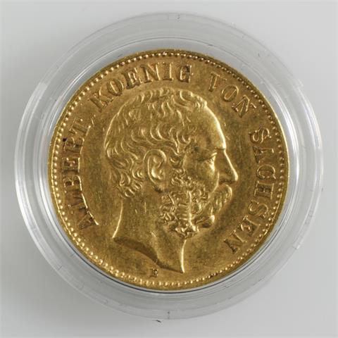 Dt. Kaiserreich Sachsen - 20 Mark, König Albert, 1894/E, 7,94 gr. GOLD,