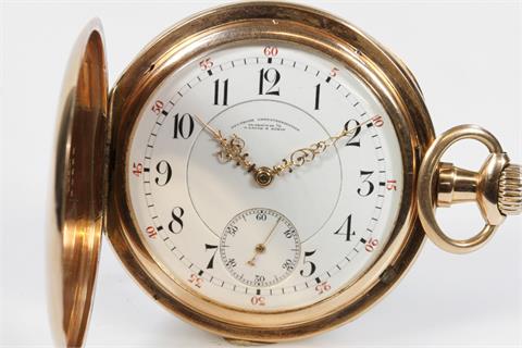 A. LANGE & SÖHNE (Deutsche Uhrenfabrikation) Taschenuhr, Savonette, um 1900. Gehäuse Rosé-Gold 14K