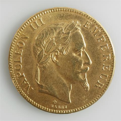 Frankreich/GOLD - Napoleon III., 1852-1870, 100 Francs 1866 BB, Straßburg,