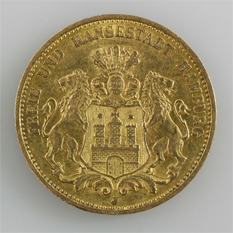 Hamburg/GOLD - 20 Mark 1897 J, ca. 7,94 g