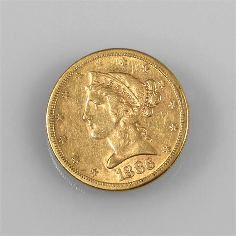 USA/Gold - 5 Dollars 1886 S,