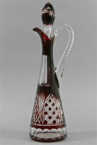 Stöpselkaraffe, Transparentglas mit rubinrotem Überfang, 1. H. 20. Jh.