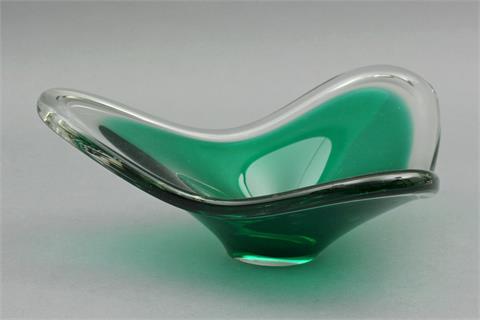 Schale, Transparentglas mit grünem Innenfang, 20. Jh.