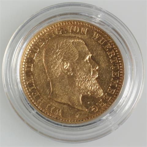 Württemberg/GOLD - Wilhelm II., 1891-1918, 10 Mark 1893 F,