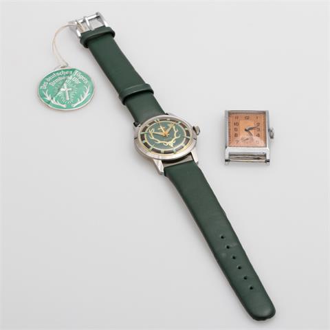 Konvolut: Ein Armbanduhr, 1950er Jahre, Edelstahl, Handaufzugwerk.