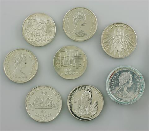 Konvolut - 8 Silbermünzen,